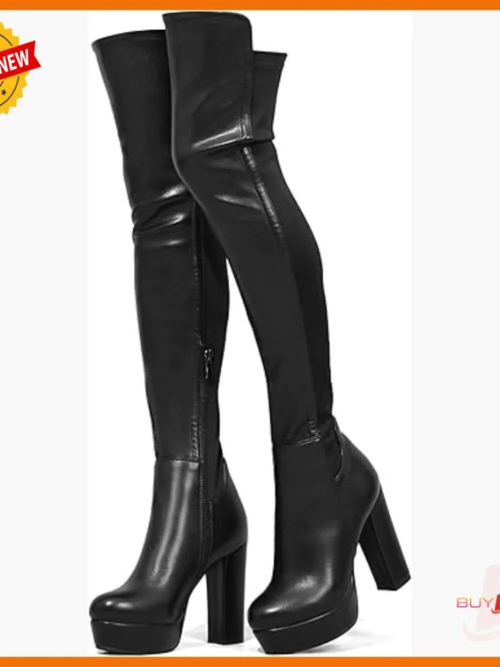 Women's Over the Knee Boots Chunky Heel Side Zipper Faux Suede
